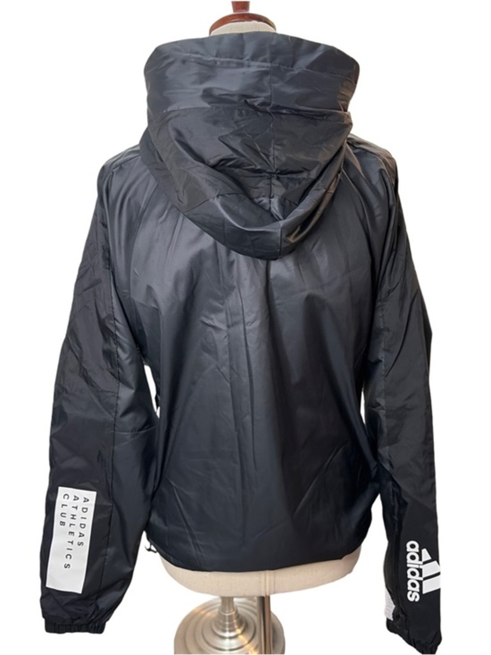 Adidas Women's Black Hooded WND Windbreaker Jacket
